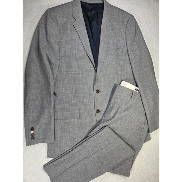 J.Crew Thompson Suit 42L 36x34 Gray 100% Wool Slim Fit Mens 2 Piece Suit Wedding